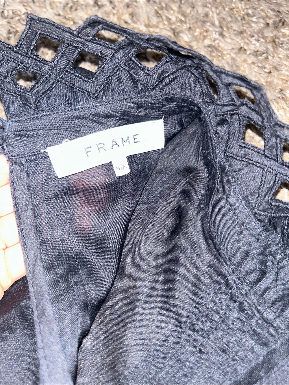 Frame Denim Black Embroidered Ramie Sleeveless Top - Women’s Medium - Picture 4 of 6